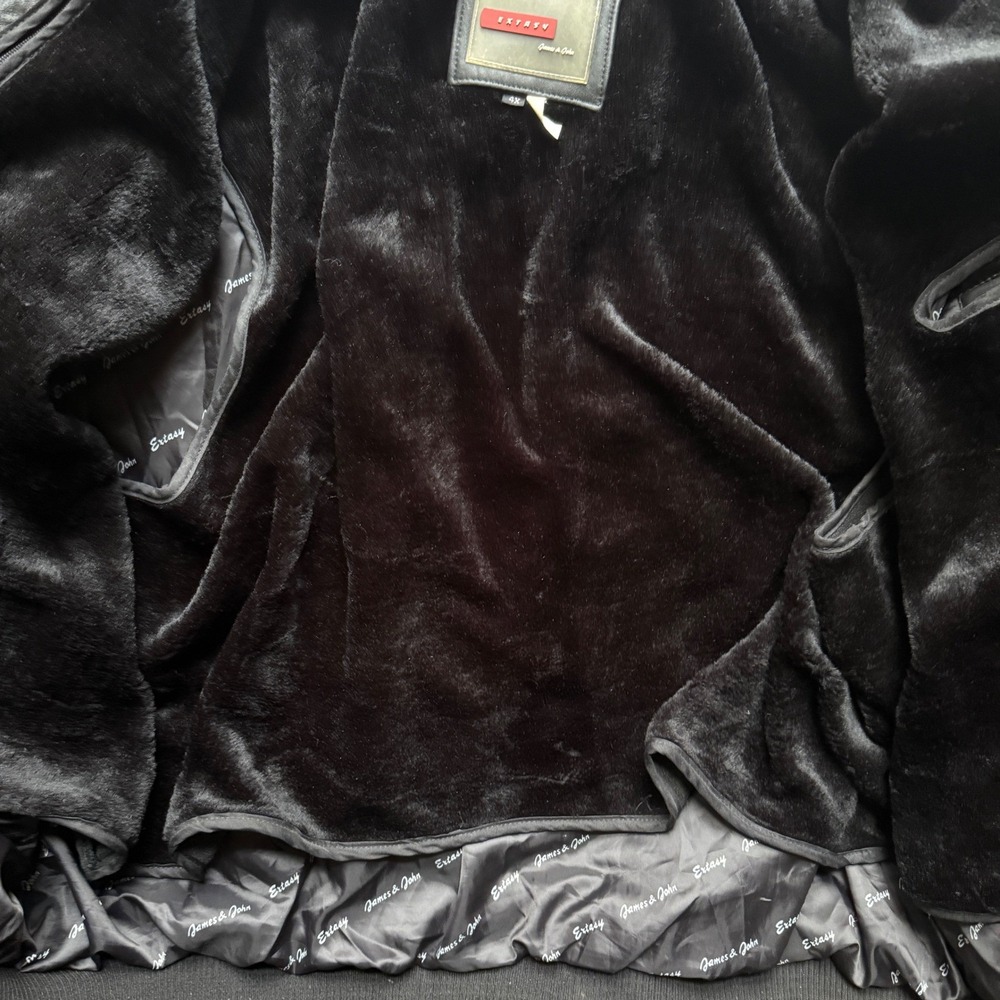 Extasy James & John Leather Bomber Jacket 4XL Tiger‎ Eagle Embroidered RARE Vtg - Picture 13 of 16